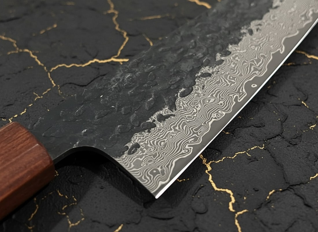 8" Japanese Gyuto Chef Knife Damascus Hammered VG10 Acid Wash Octagon Handle - 6