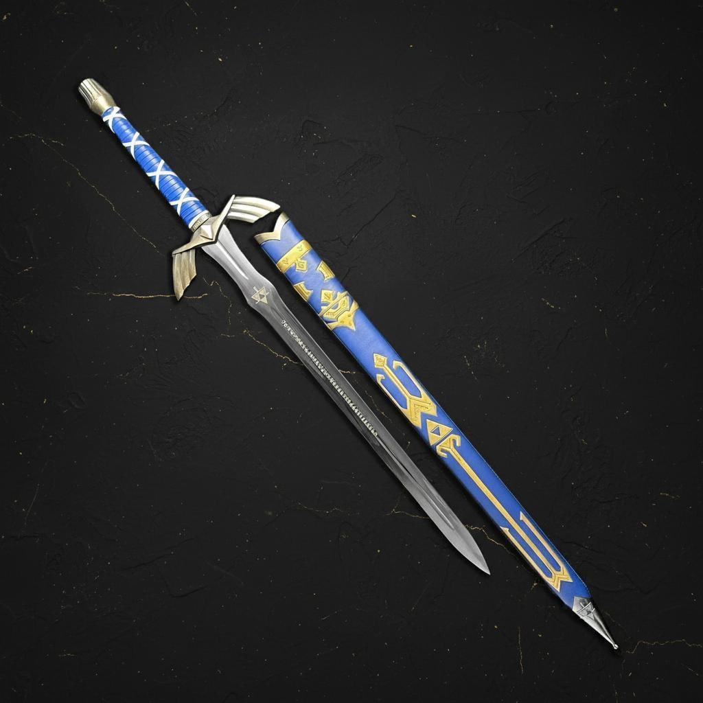 Metal Master Sword Replica from Legend of Zelda with Rune Etched Blade and Scabbard - 7