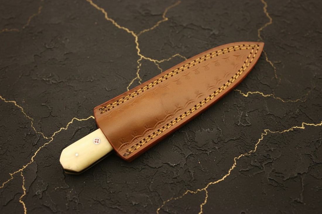 Hand Forged Damascus Steel Dagger Bone Pakkawood Handle Hunting Knife - 7