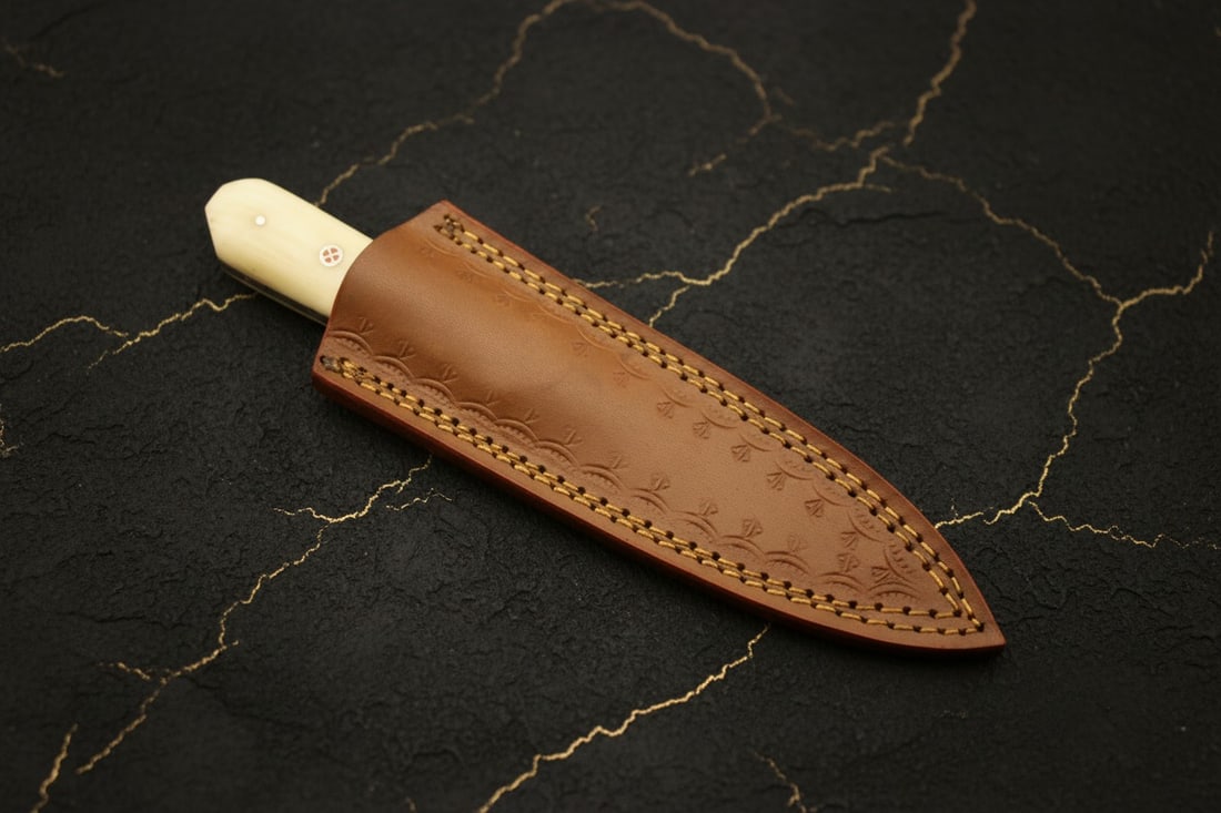 Hand Forged Damascus Steel Dagger Bone Pakkawood Handle Hunting Knife - 8