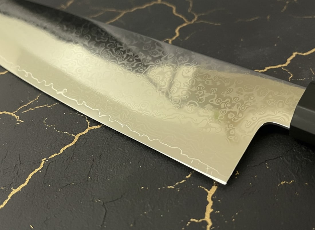 7" Damascus Finish Kitchen Knife, Mirror Polished Steel Nakiri Chef Tool G10 - 4