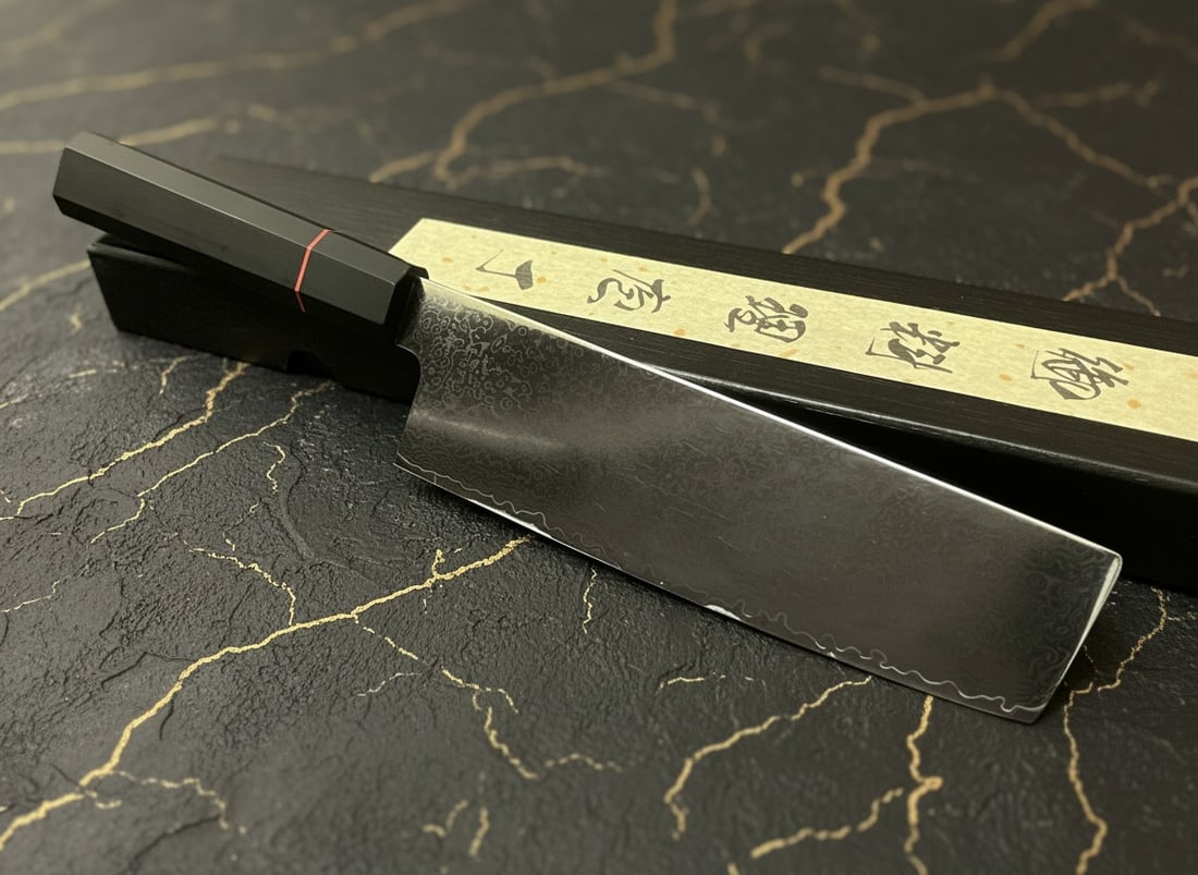 7" Damascus Finish Kitchen Knife, Mirror Polished Steel Nakiri Chef Tool G10 - 8