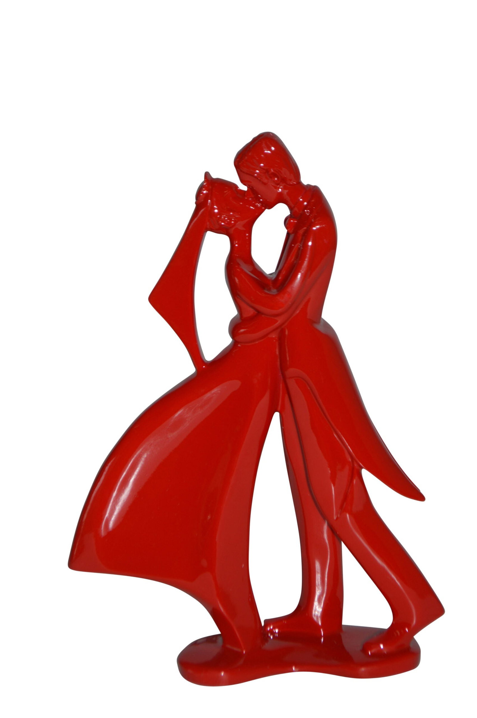 Bride and Groom Red Resin Statue Modern Art - Size: 3"L x 9"W x 12"H.: Title:Bride and Groom Red Resin Statue Modern Art - Size: 3"L x 9"W x 12"H. Description:This modern art of the Bride and Groom dancing, is a small, beautiful resin statue colored red. The statue