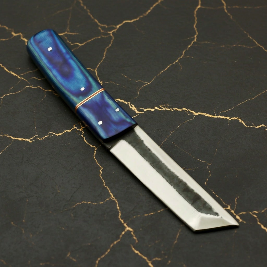 Handcrafted Carbon Steel Tanto Knife Fixed Blade Forged Railroad Spike Tool - 3