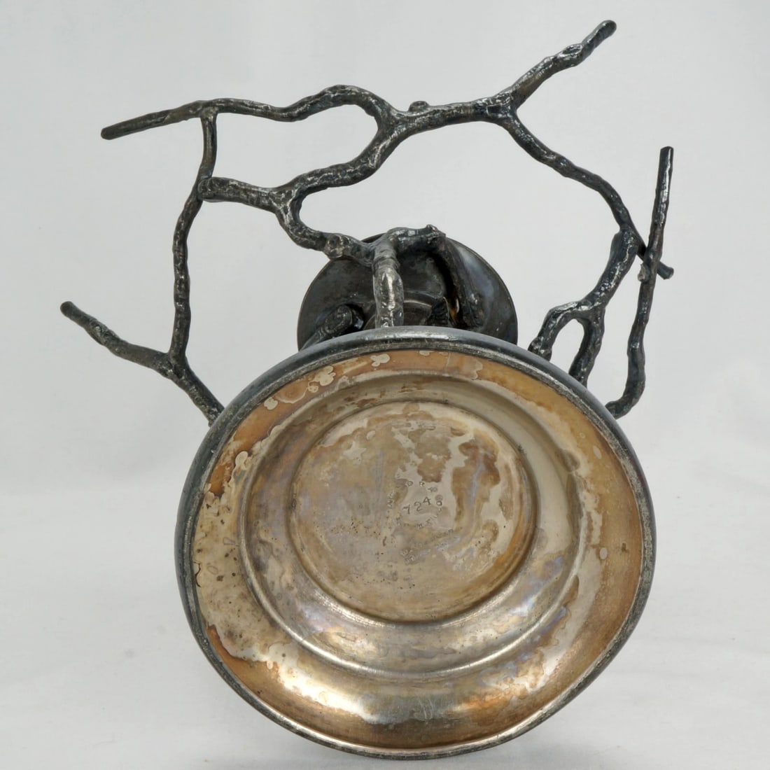 19th C Silverplate Stand w/ Glass Bowl - 9