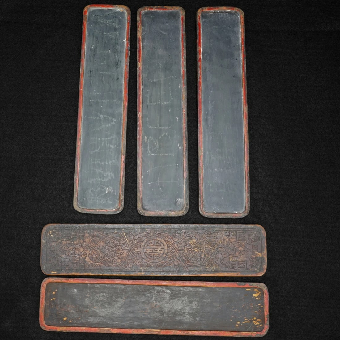 19th C Qing Chinese Lacquer Scholars Tablets - 2