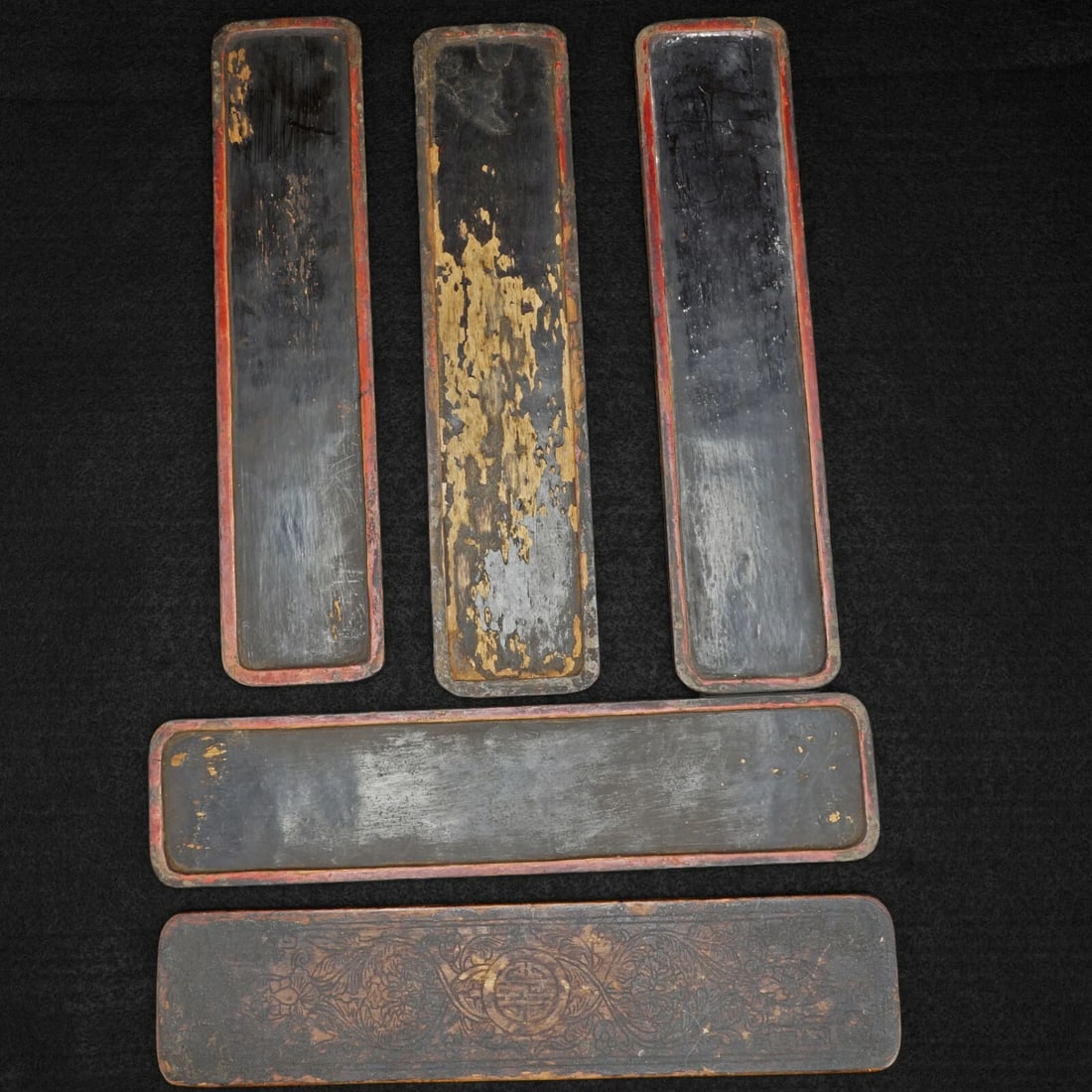 19th C Qing Chinese Lacquer Scholars Tablets - 3