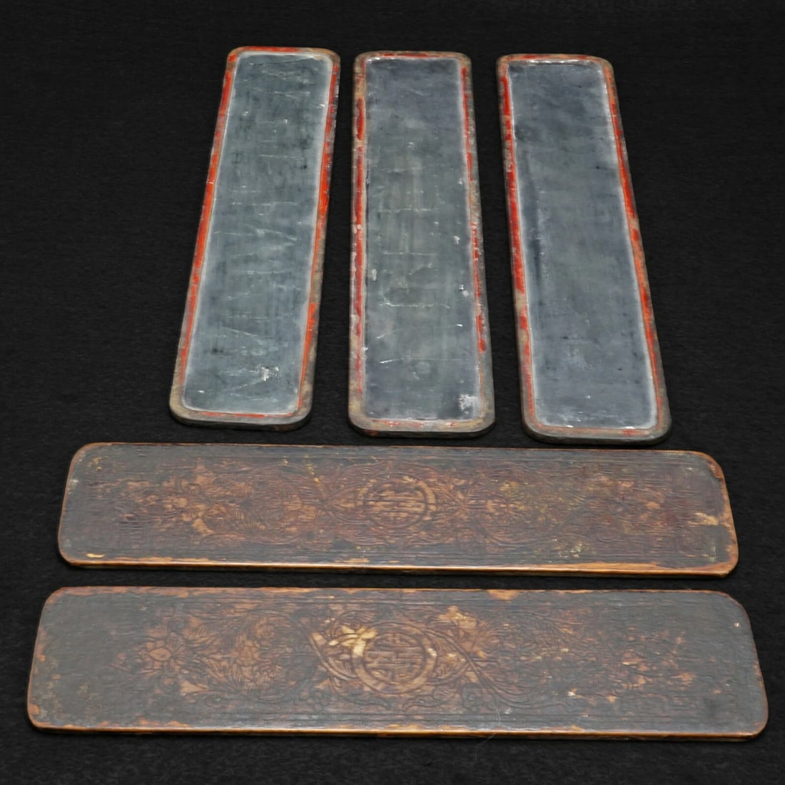 19th C Qing Chinese Lacquer Scholars Tablets - 4