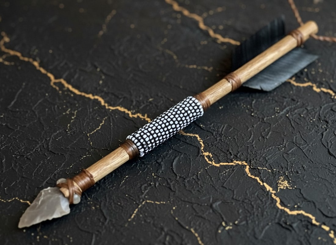 Native American Navajo Miniature Beaded Arrow with Feather Decor (1 of 1)