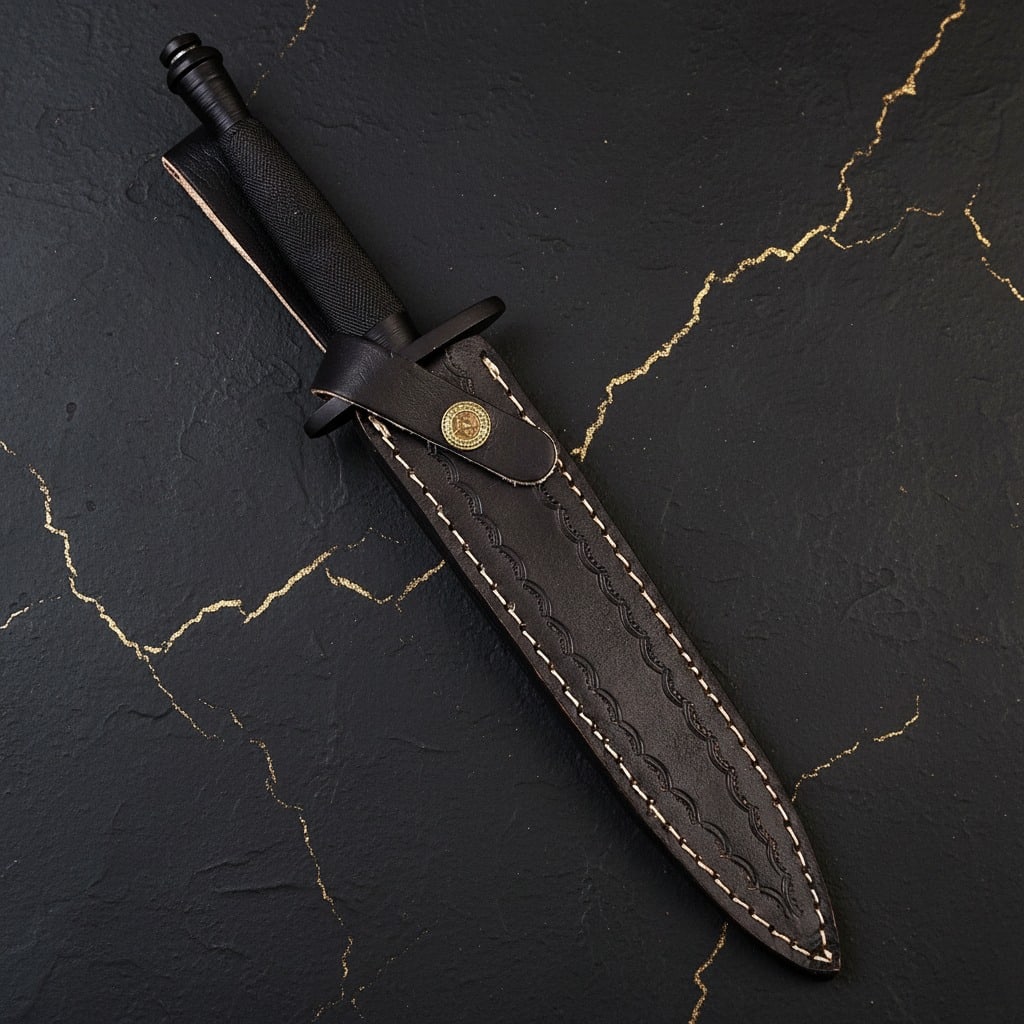 WW2 Era Combat Dagger Double-Edged Military Fighting Knife with Sheath - 3