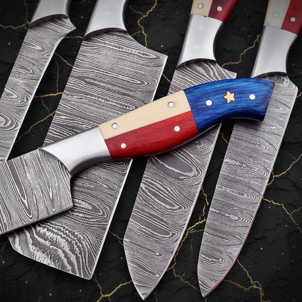 Hand-Forged Damascus Steel Kitchen Chef Knife Set Professional Cutlery - 2