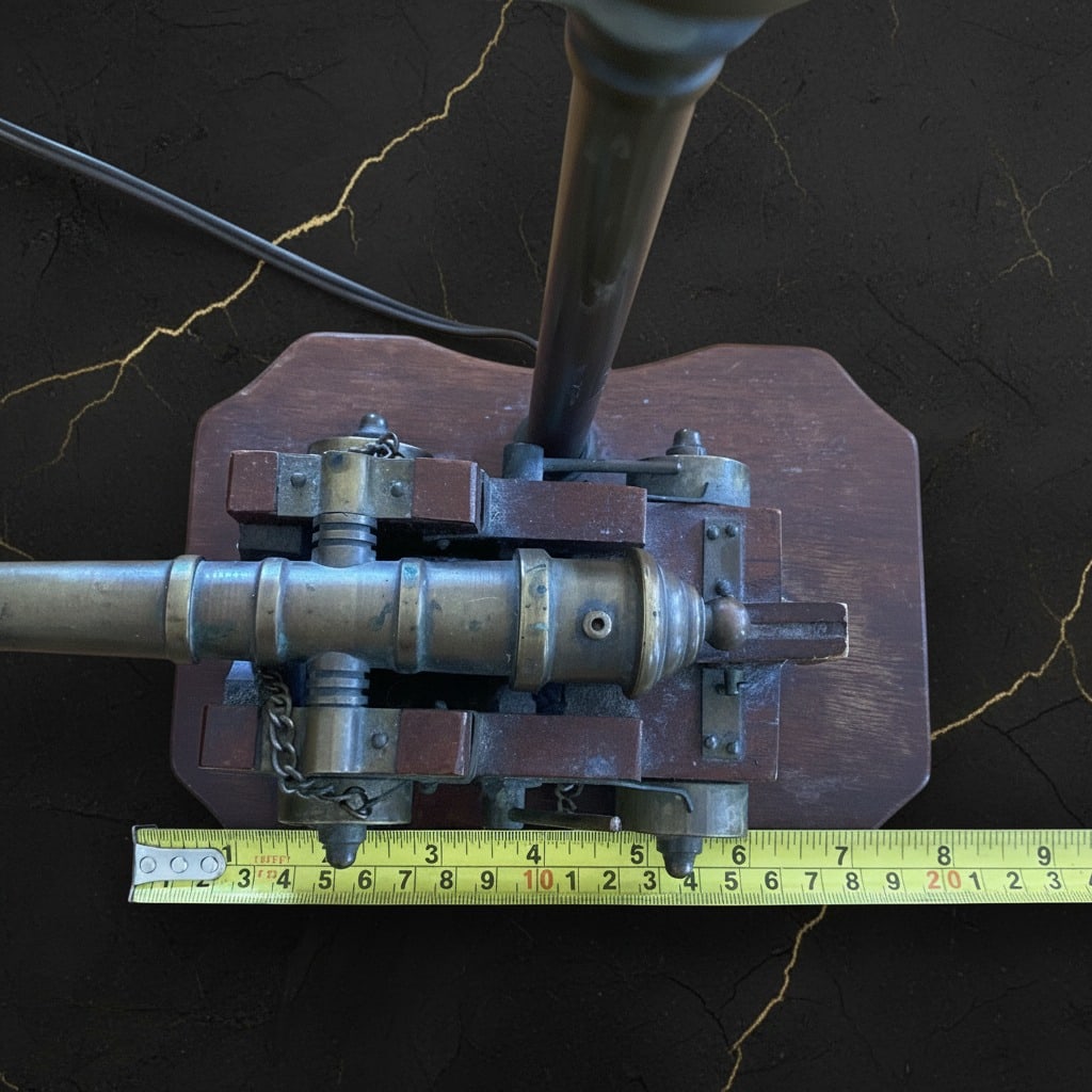 Vintage Style Brass Miniature Cannon Table Lamp 18th Century Signal Decor - 10