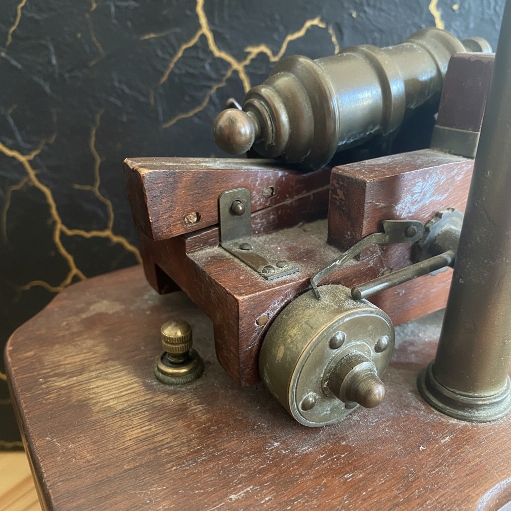 Vintage Style Brass Miniature Cannon Table Lamp 18th Century Signal Decor - 3