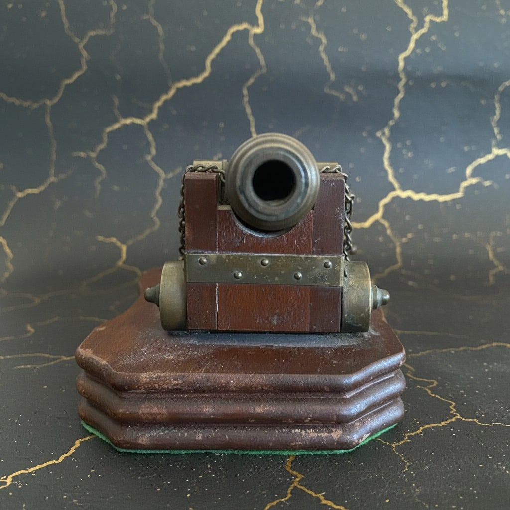 Vintage Style Brass Miniature Cannon Table Lamp 18th Century Signal Decor - 5