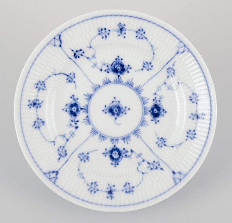 Royal Copenhagen Blue Fluted Plain. A set of four salad plates in hand-painted porcelain. 1975-1984. - 2
