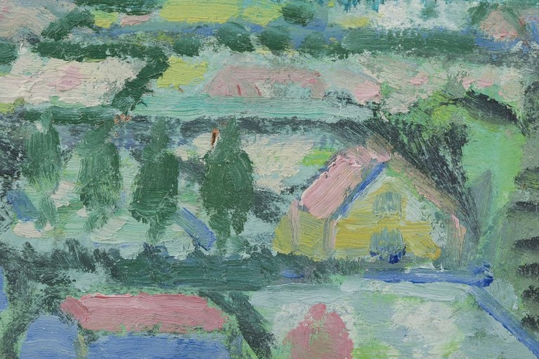 Leo Thellefsen, Danish painter. Oil on board. Modernist landscape. 1983. - 3