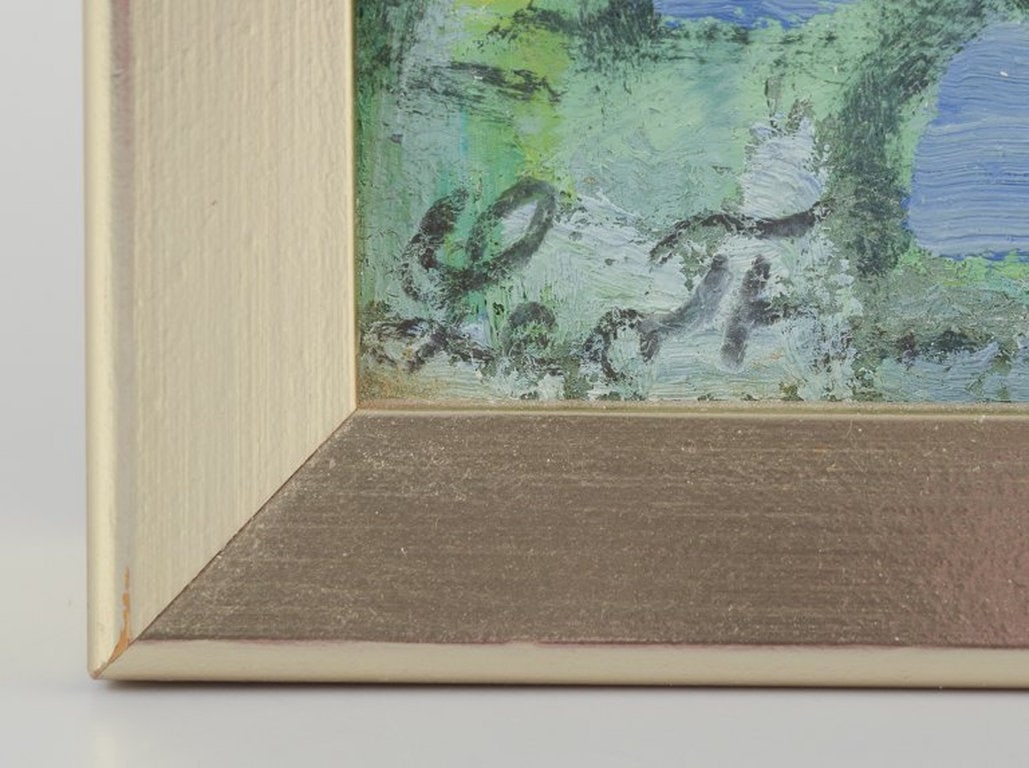 Leo Thellefsen, Danish painter. Oil on board. Modernist landscape. 1983. - 4