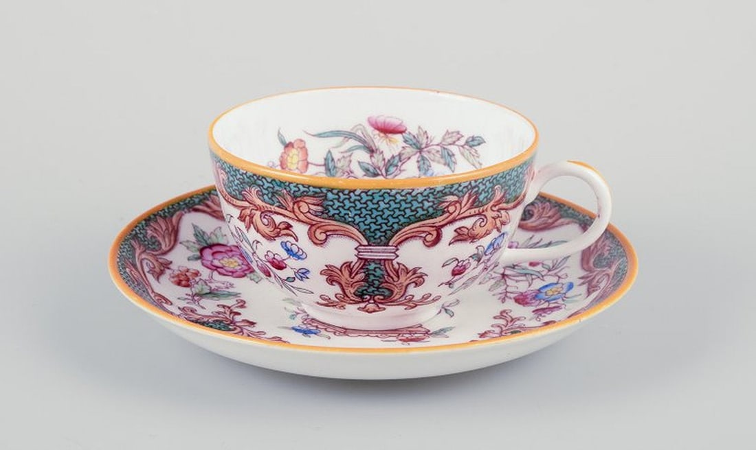 Rorstrand, Sweden. A set of five 'Formosa' coffee cups with saucers in faience. Approx. 1900. - 2