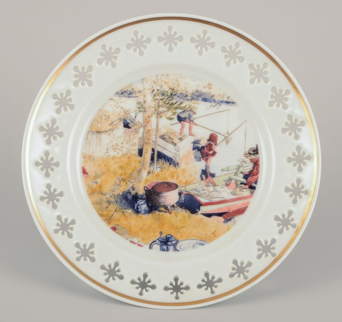 Bing & Grøndahll, Denmark. Set of six porcelain plates with motifs from Carl Larsson's - 4