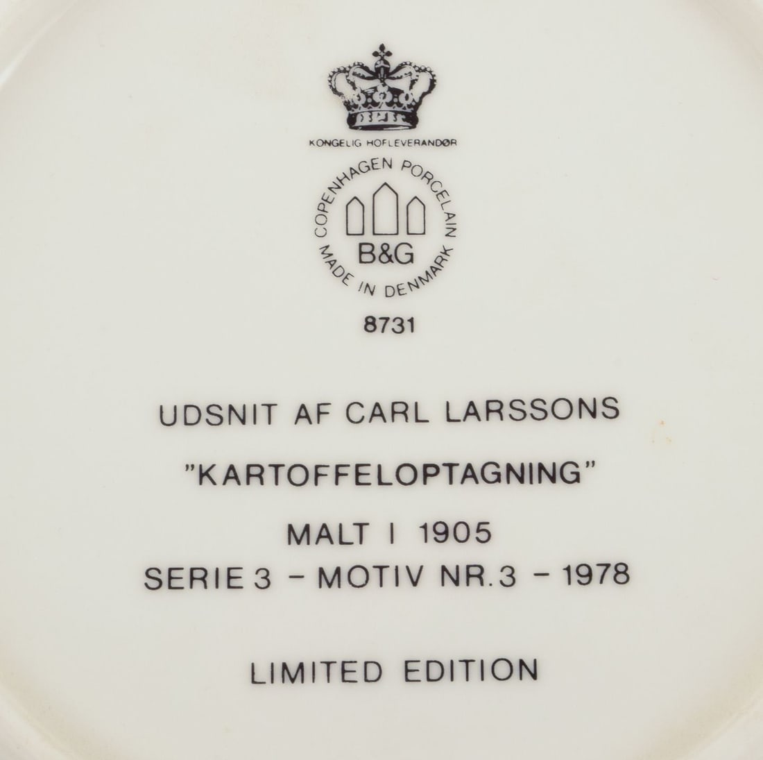 Bing & Grøndahll, Denmark. Set of four porcelain plates with motifs from Carl Larsson's - 7