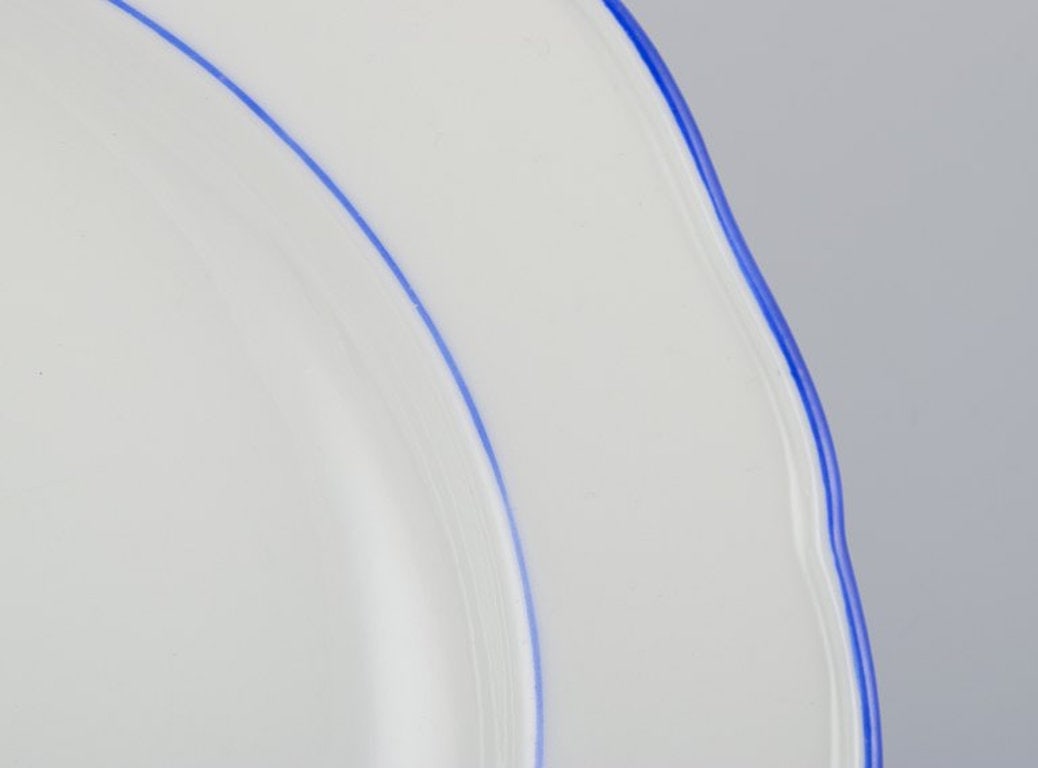 Meissen, Germany. A set of six dinner plates. White porcelain with blue rim. Early 20th century. - 3
