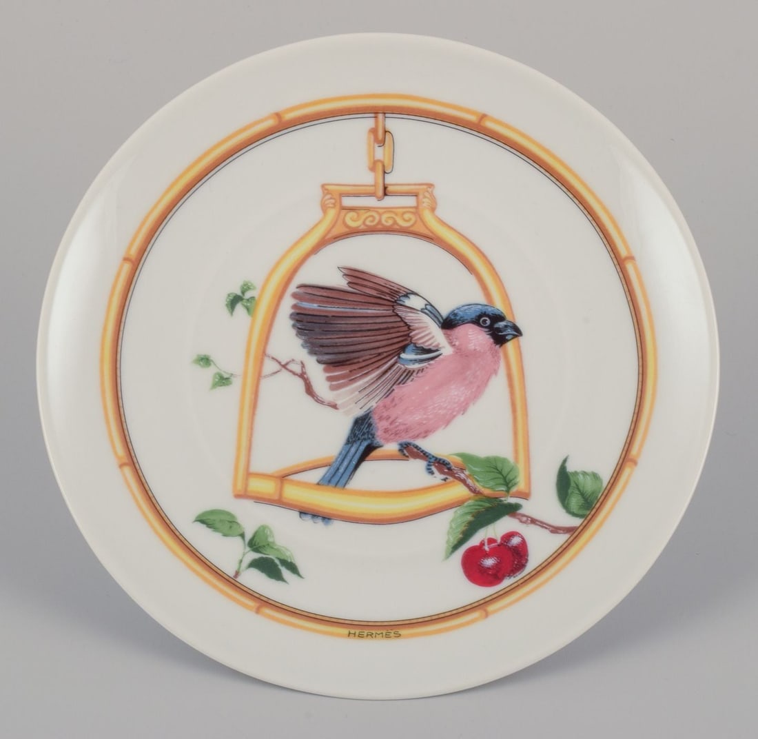 Hermes, France. Two porcelain plates with bird motifs. "L'etrier Perchoir" series. Late 20th C. - 5