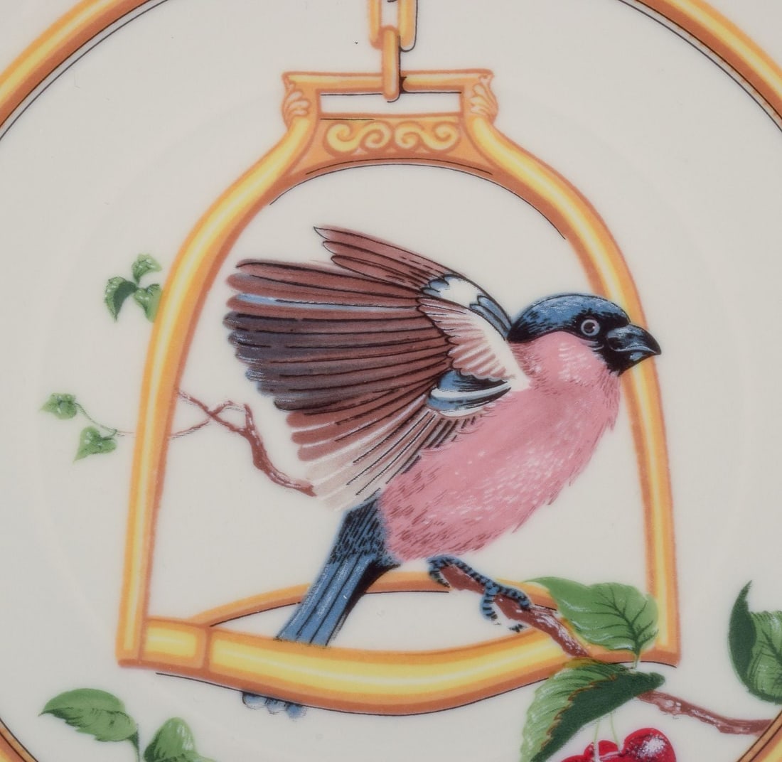 Hermes, France. Two porcelain plates with bird motifs. "L'etrier Perchoir" series. Late 20th C. - 6