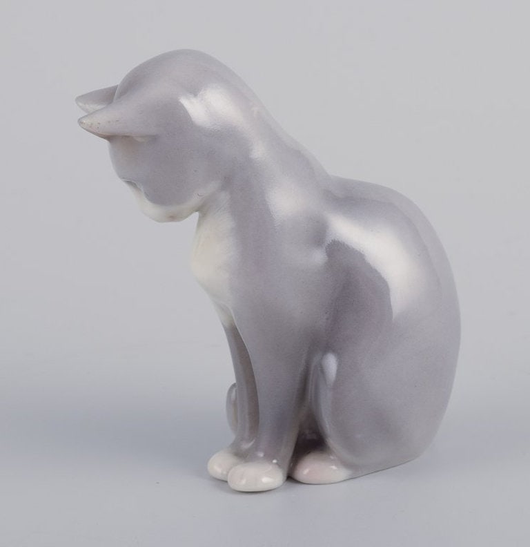 Royal Copenhagen. Porcelain figurine of a sitting cat. 2000s. - 2