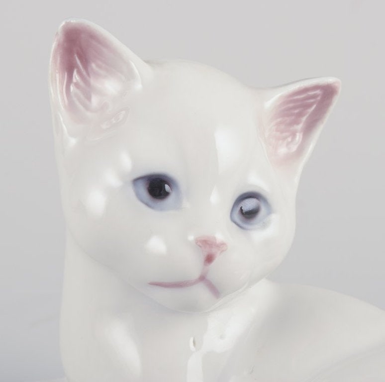 Royal Copenhagen. Porcelain figurine of a white kitten. 1991-1995. - 4