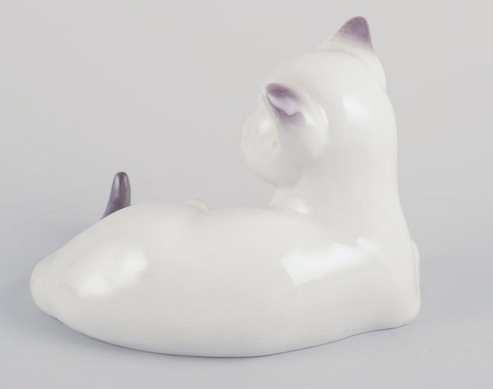 Royal Copenhagen. Porcelain figurine of a white kitten. 1991-1995. - 5