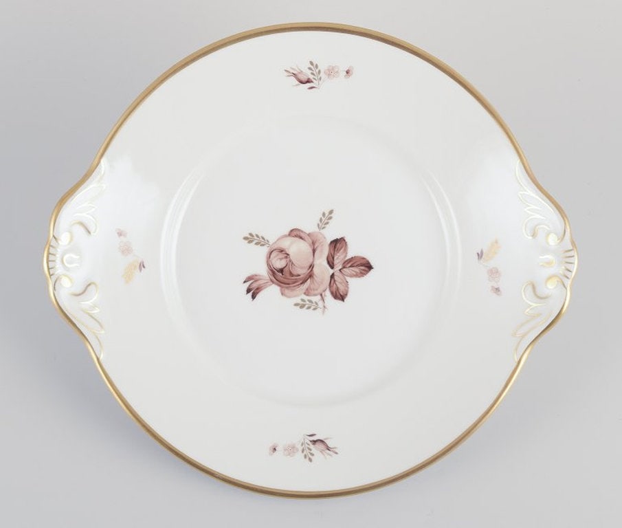 Royal Copenhagen. Oval Brun Rose (Brown Rose) porcelain cake dish. 1980-1984. - 2