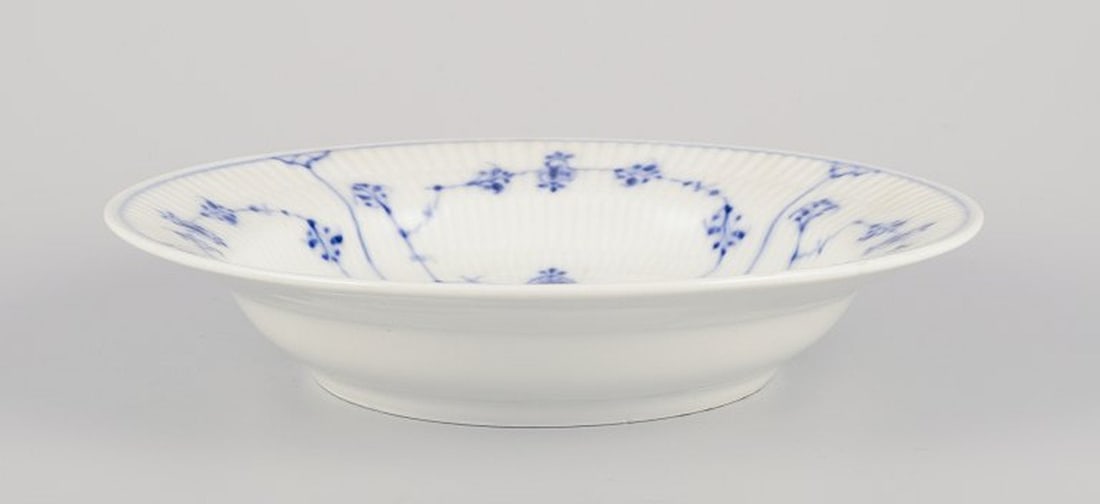 Bing & Grøndahll Blue Fluted. A set of four antique deep porcelain plates. 1898-1899. - 2