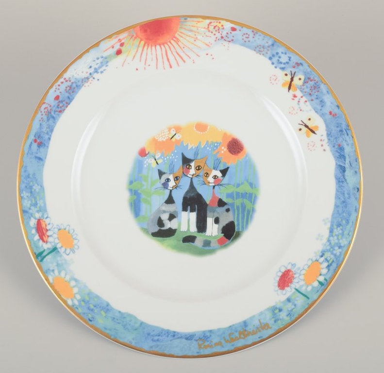Rosina Wachtmeister for Goebel, Germany. Six dinner plates with cat motifs. Late 20th century. - 2