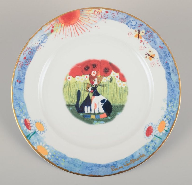 Rosina Wachtmeister for Goebel, Germany. Six dinner plates with cat motifs. Late 20th century. - 3