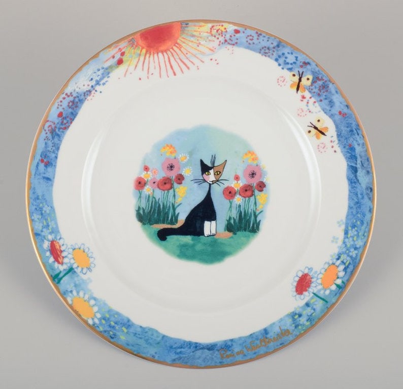 Rosina Wachtmeister for Goebel, Germany. Six dinner plates with cat motifs. Late 20th century. - 2