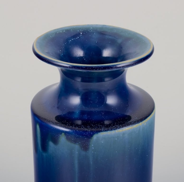 Britt-Louise Sundell for Gustavsberg, Sweden. Large ceramic vase with glaze in blue and green tones. - 4