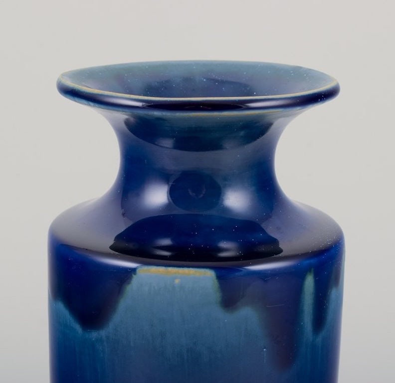 Britt-Louise Sundell for Gustavsberg, Sweden. Large ceramic vase with glaze in blue and green tones. - 5