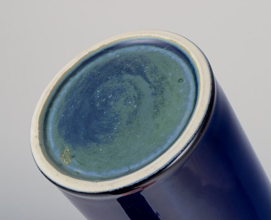 Britt-Louise Sundell for Gustavsberg, Sweden. Large ceramic vase with glaze in blue and green tones. - 6