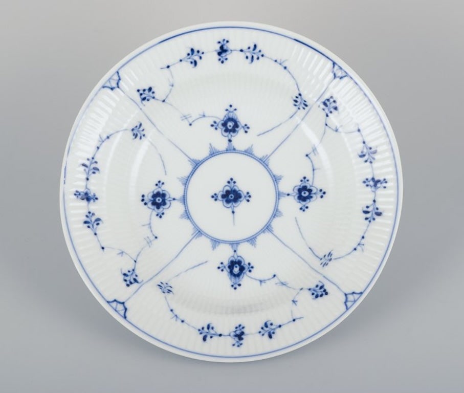 Royal Copenhagen Blue Fluted Plain. Three deep plates in porcelain. 1954. - 2