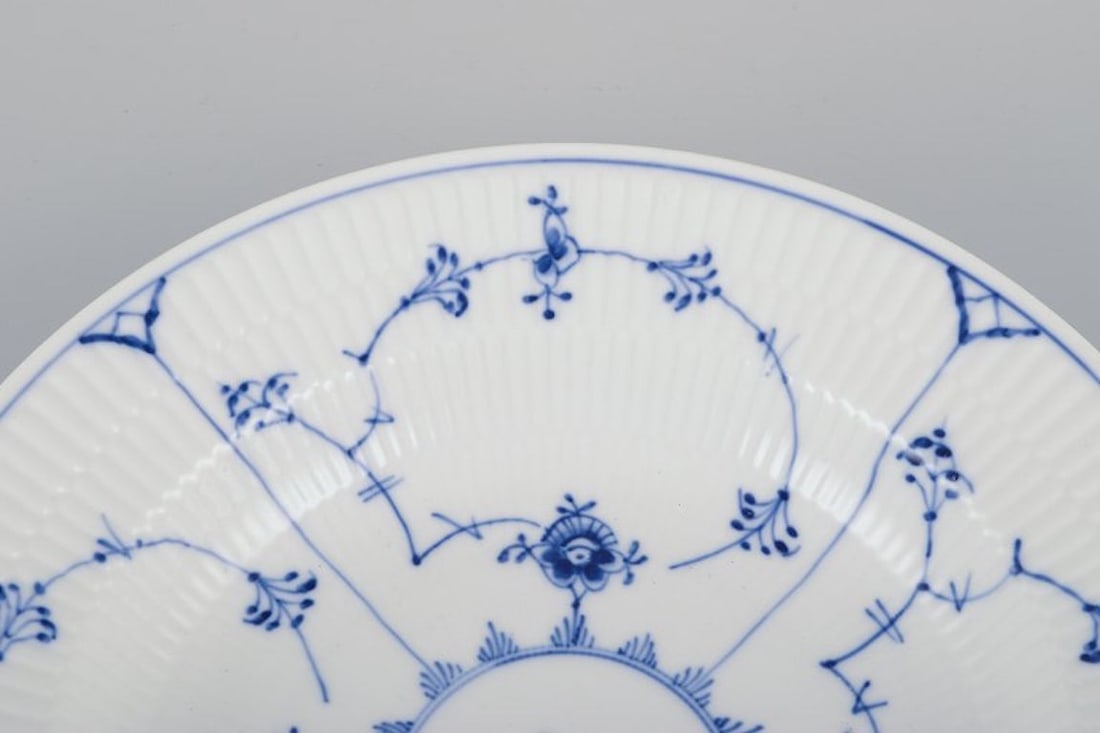Royal Copenhagen Blue Fluted Plain. Three deep plates in porcelain. 1954. - 7