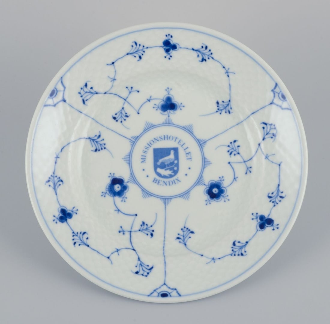 Bing &Grøndahll, Denmark. A set of five small Blue Fluted lunch plates in hotel/restaurant - 2