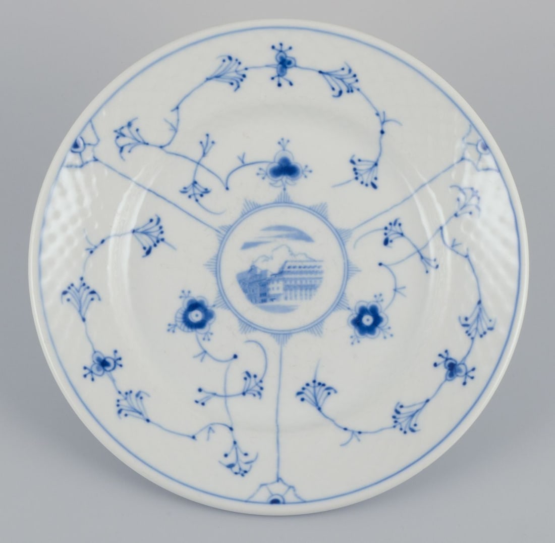 Bing &Grøndahll, Denmark. A set of five small Blue Fluted lunch plates in hotel/restaurant - 5