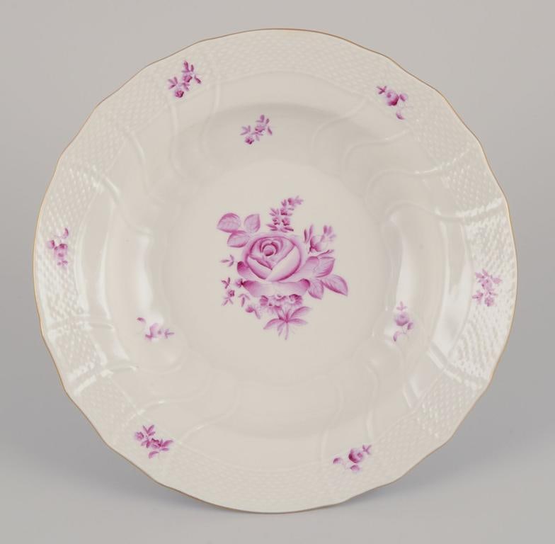 Herend, Hungary. A set of six deep porcelain plates with purple floral motifs. Mid-20th C. - 2