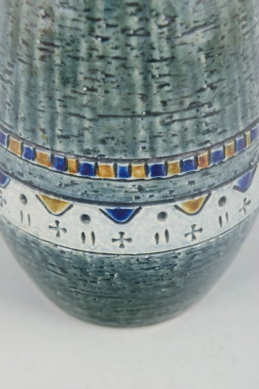 Yngve Blixt for Hoganäs, Sweden. Stoneware table lamp with textured surface and green glaze. - 3