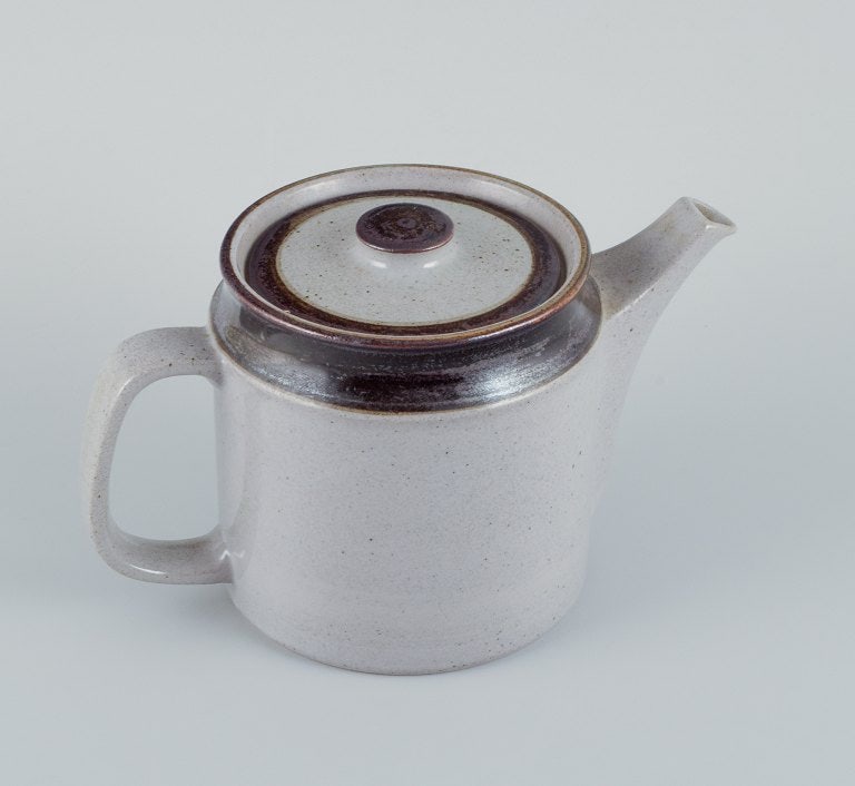 Knabstrup, Denmark, stoneware teapot with gray and brown glaze tones. - 3