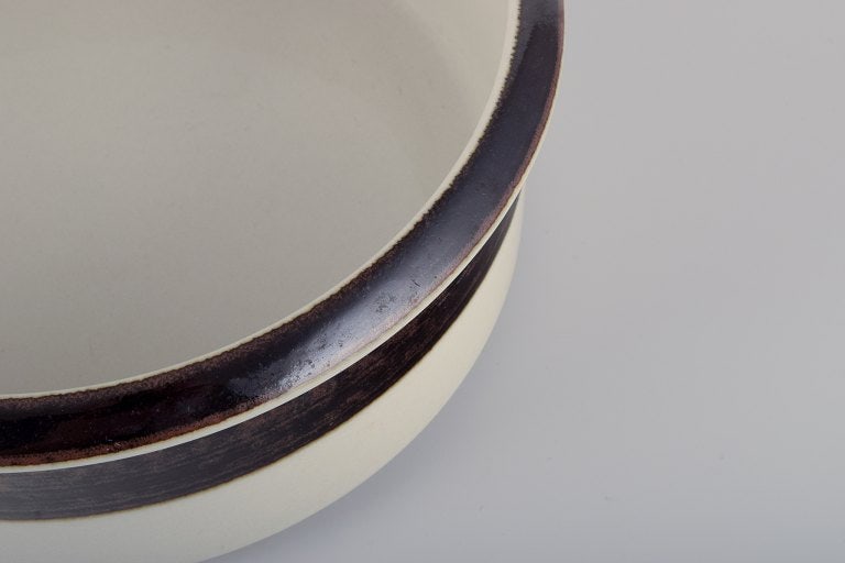 Arabia, Finland. Three pieces of "Karelia" stoneware. Pitcher, large round platter, and a big bowl. - 7