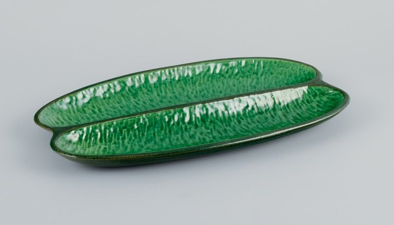 Hoganäs, elongated two-part ceramic dish in an organic shape. Beautiful glaze in shades of - 2