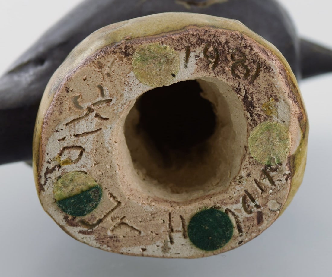 Klase Jr. for Hoganäs. Unique bird in glazed stoneware. Dated 1981. Measures: 13.5 x 11 cm. - 7