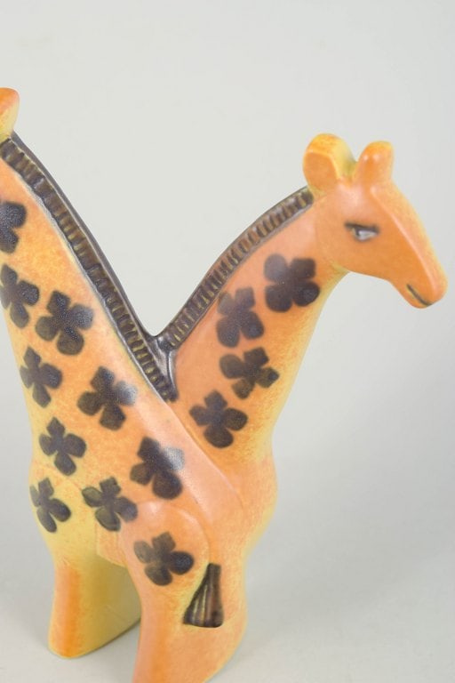 Lisa Larsson for Gustavsberg, Sweden. Stoneware double giraffe figurine with floral motifs. Approx. - 2