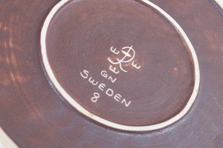 Gunnar Nylund for Rorstrand, Sweden. Round stoneware dish with birch tree glaze. Mid-20th century. - 4